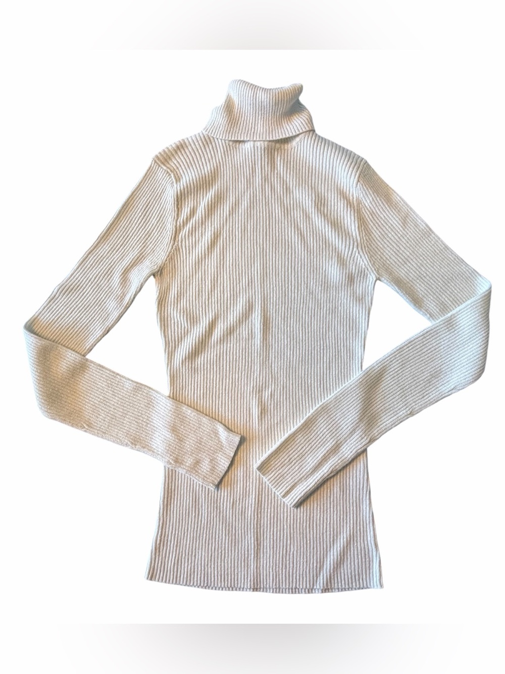 Metro 7 Cream Ribbed Turtleneck Sweater